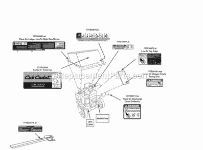 Tow Bar Assembly Diagram and Parts List for 24A-424M756 2017 Cub Cadet Log Splitter